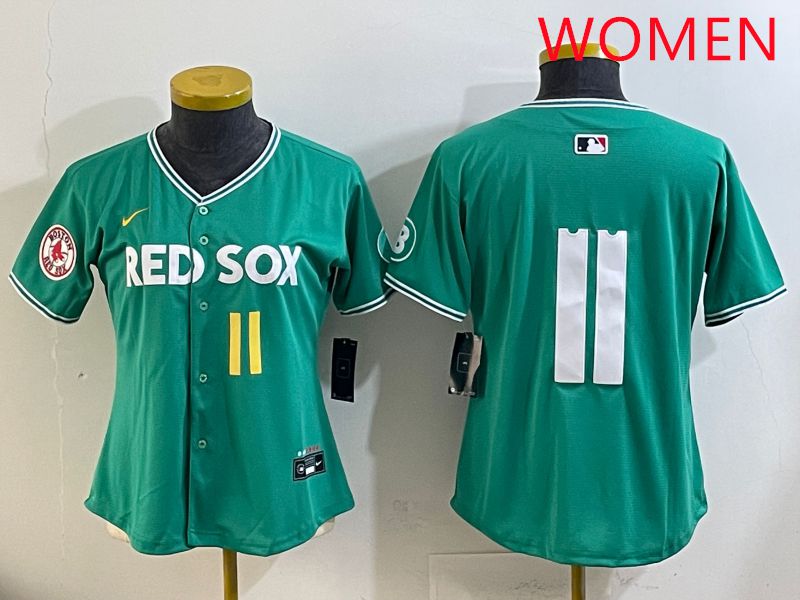 Women Boston Red Sox #11 No Name Green Joint Name Nike 2025 MLB Jersey style 7